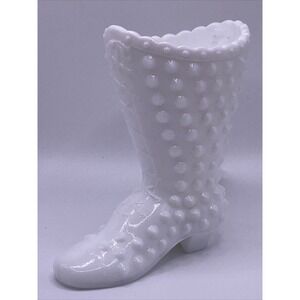 Fenton White Milk Glass Hobnail Heeled Boot